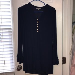 Charlotte Russe Navy tunic dress w/ ruffle sleeves